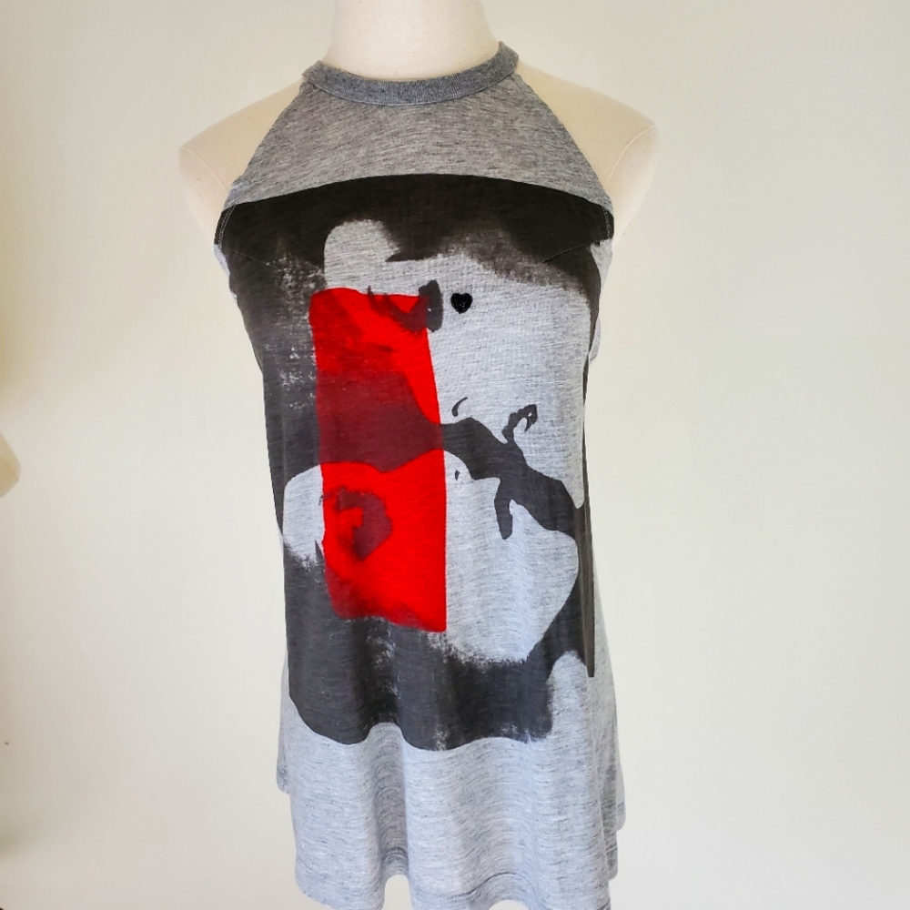 Caribbean Queen Gray and Black cross back Tank Top